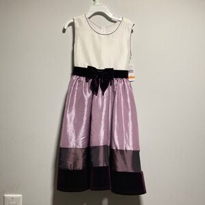 NWT, girls Emily Rose Dress, size 7Elegant White and Purple Dress with Bow